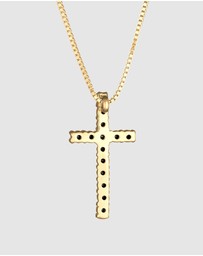 Kuzzoi - ICONIC EXCLUSIVE - Necklace Men Cross with Crystals in 925 Sterling Silver Gold Plated