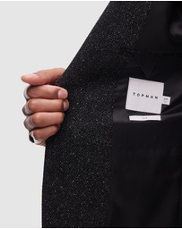 Topman - Slim Salt and Pepper Wool Mix Suit Jacket