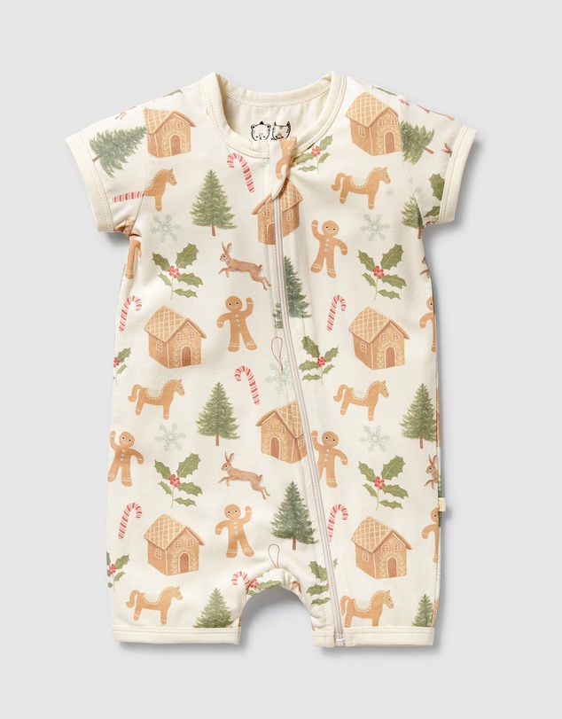 Wilson & Frenchy - Christmas Holly Jolly Magic Organic Boyleg Zipsuit - Babies