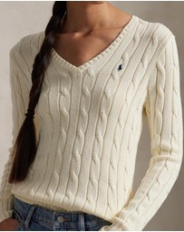 Polo Ralph Lauren - Cable-Knit Cotton V-Neck Sweater
