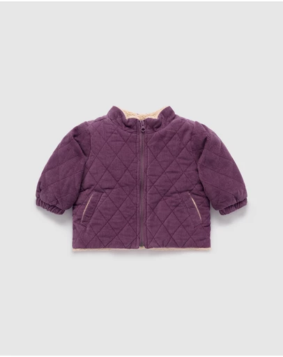 Purebaby - Corduroy Sherpa Quilted Jacket - Kids-Babies