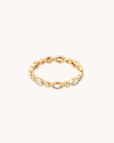 Navette Crystal 18ct Gold Plated Band Ring