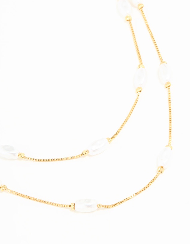 Lovisa - Gold Plated Pearl Layered Necklace