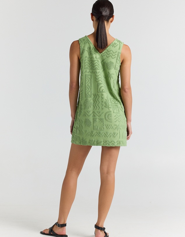 Poolside Paradiso - Mai Tai V Tunic Towelling Dress - Palm