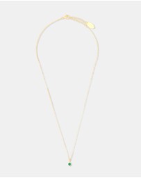 Georgini - Natural Green Agate And Diamond May Gold Pendant