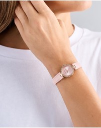 Ted Baker - Jolyye Crystal 24mm Rose Gold-Tone Pink Leather Watch