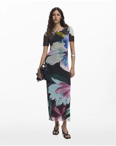 Desigual - Watercolor floral fitted dress