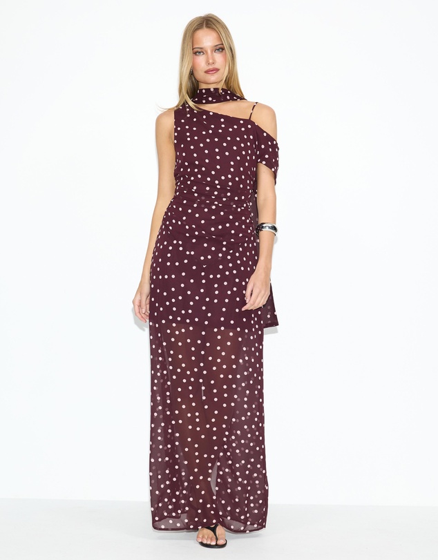 Dazie - The Moment Chiffon Polka Dot Maxi Dress