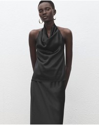 M.N.G - Draped Neck Satin Top