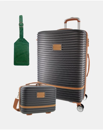 Pierre Cardin - Pierre Cardin Classique Large Hard Shell with Mini Beauty Case Set + Leather Tag
