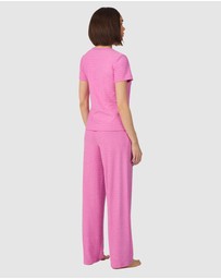DKNY - Jacquard Logo Terry Short Sleeve T-Shirt & Pant Long Pyjama Set