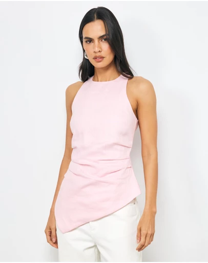 AERE - Frankie Asym Hem Linen Top