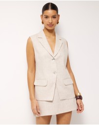 AERE - Sloane Linen Notch Collar Vest