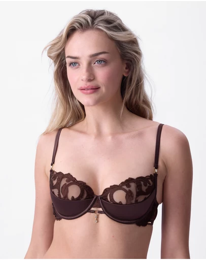 Bras N Things - Vamp Dark Temptation Push Up 1/4 Cup Bra - Dark Brown