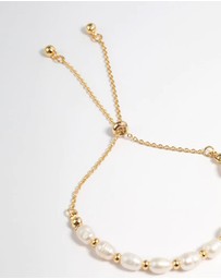 Lovisa - Gold Plated Freshwater Pearl Chain Toggle Bracelet
