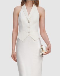 Self Portrait - Linen Satin Maxi Dress