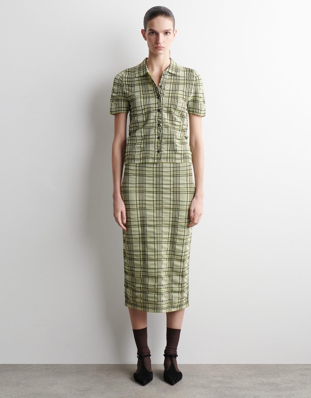 COS - Checked Cotton-Jacquard Midi Skirt