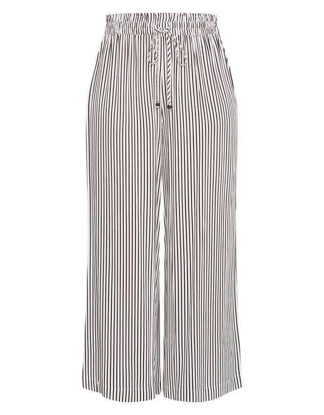 City Chic - Plus size Demi Stripe Wide Leg Pant - choc ivory