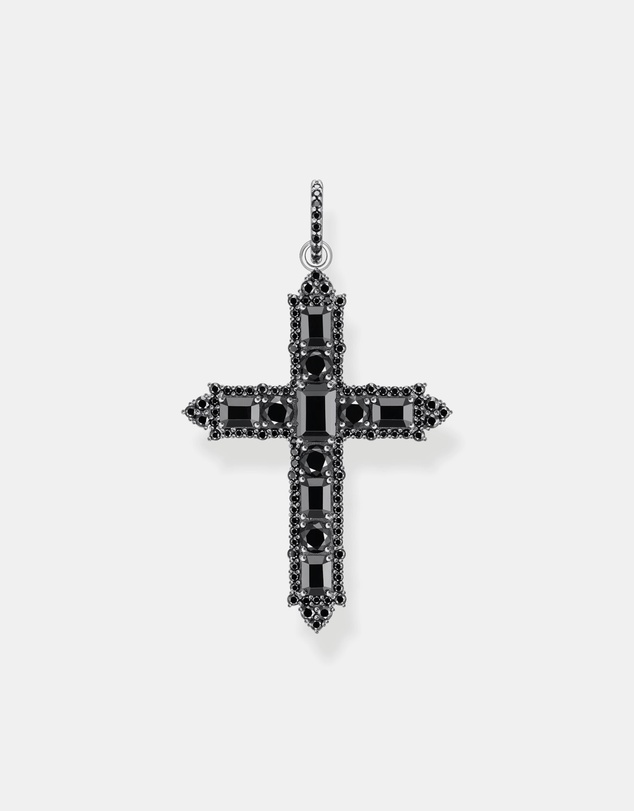 THOMAS SABO - Blackened cross pendant with zirconia