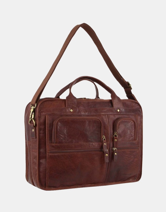 Pierre Cardin - Pierre Cardin Rustic Leather Computer Bag