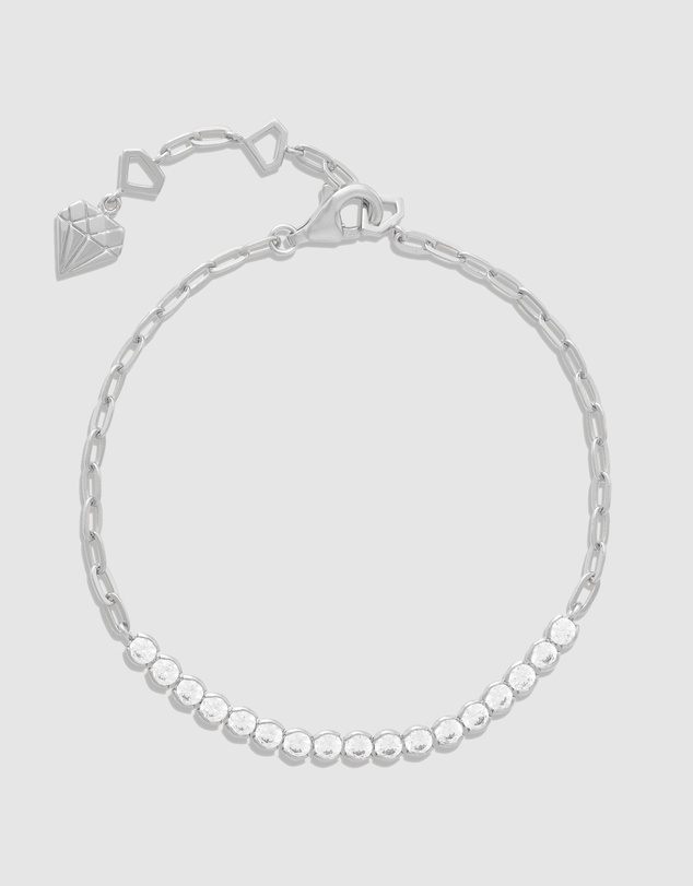 Wanderlust + Co - Pave 925 Sterling Silver Bezel Tennis Chain Bracelet