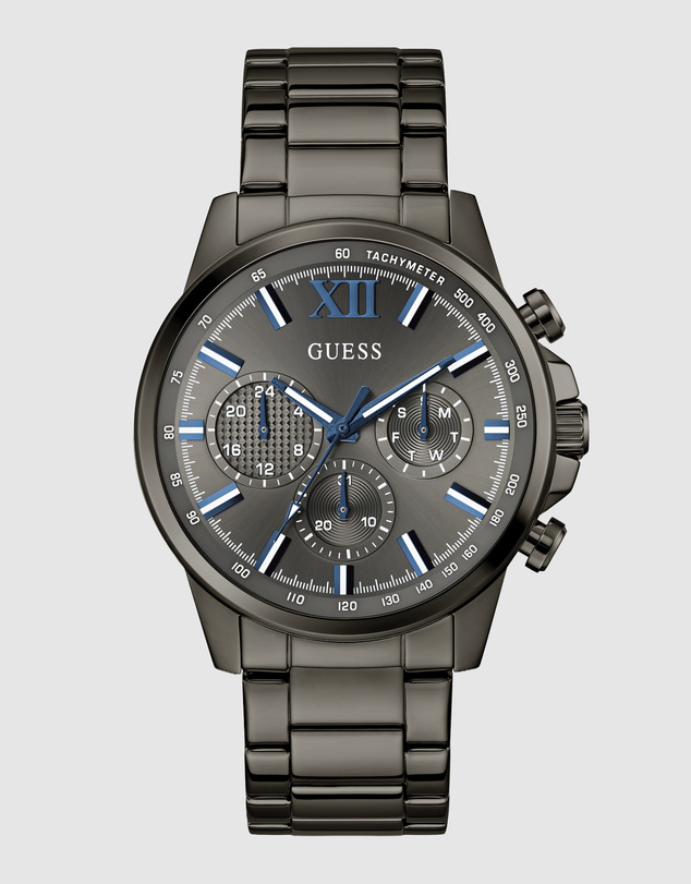 GUESS - GUESS Mens Gunmetal-Tone Multifunction Watch