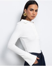 AERE - Indie LS Rib Polo Top