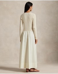 Polo Ralph Lauren - Cable-Knit Poplin Dress - ICONIC EXCLUSIVE