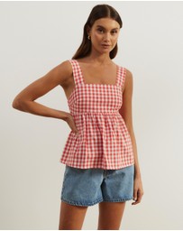 Atmos&Here - Billie Self Tie Gingham Top