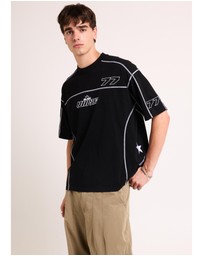 Black Noise White Rain - Noise Contrast Jersey T-Shirt