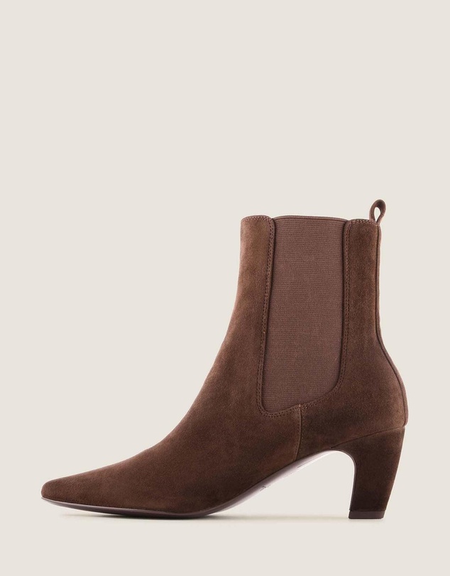 Shelly Shen - Fame Heel Ankle Boots Chocolate Suede