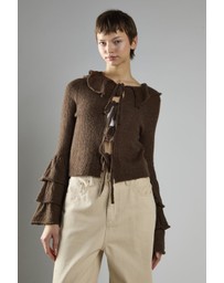Glamorous - Ruffle Front Tie Long Sleeve Top