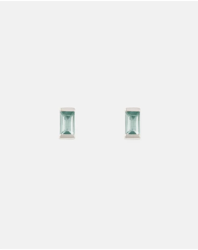 Kirstin Ash - Baguette Birthstone Studs March - Swiss Blue Topaz