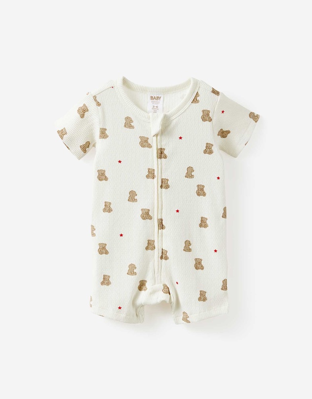 Cotton On Kids - Littlie Organic Short Sleeve Zip Romper