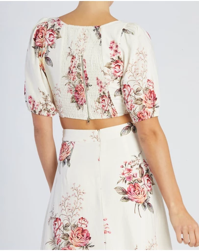 Amelius - Heartloom Rose Linen Crop Top