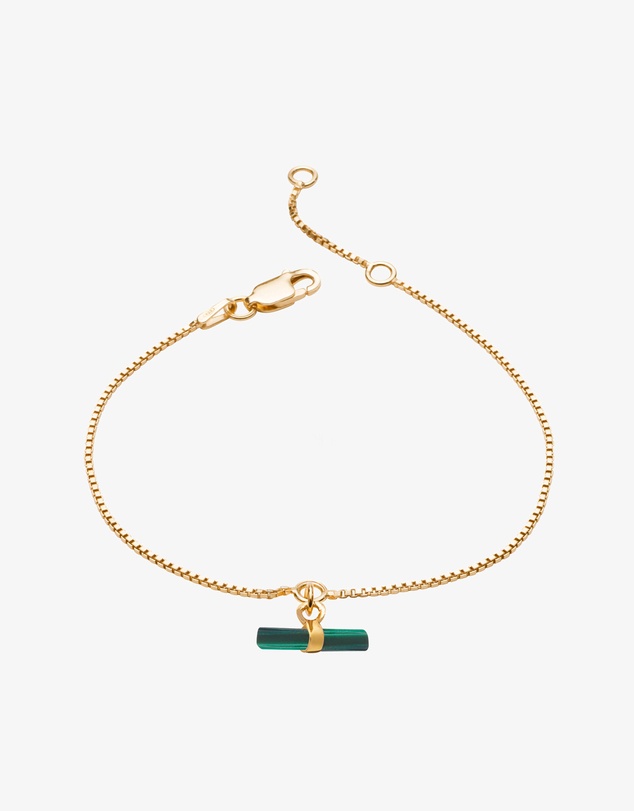 Rachel Jackson - Mini Malachite T-Bar Gold Bracelet