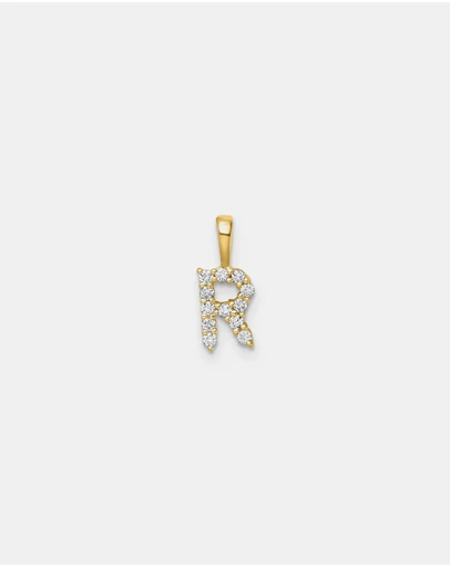 Zoe Olivia - 9K Gold Lab Grown Diamond Initial R Pendant