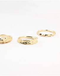 Lovisa - Gold Plated Textured Metal Rings 5-Pack
