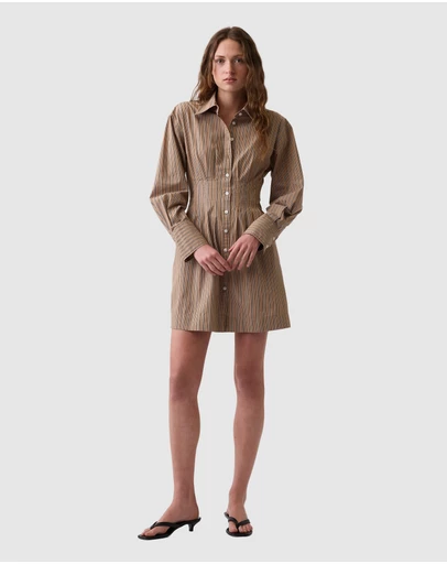 GAP - Organic Cotton Pleated Mini Shirtdress