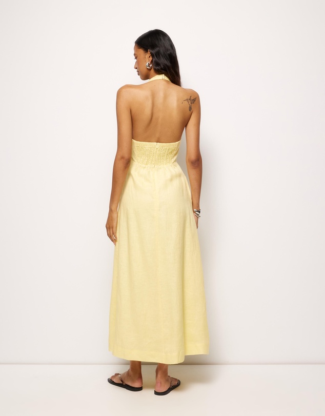 AERE - Brisa Halter Linen Slip Dress