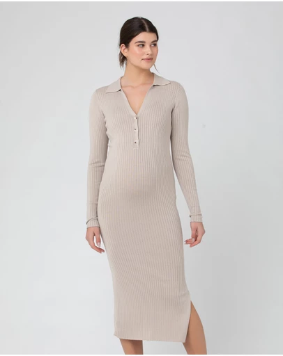 Ripe Maternity - Sammy Knit Polo Nursing Dress