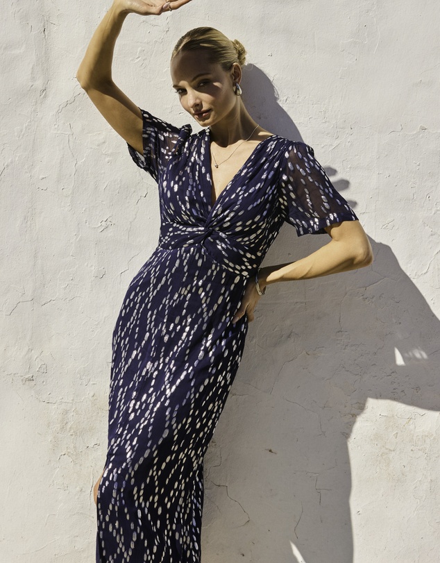 Sosandar - Fleck Print Twist Front Dress