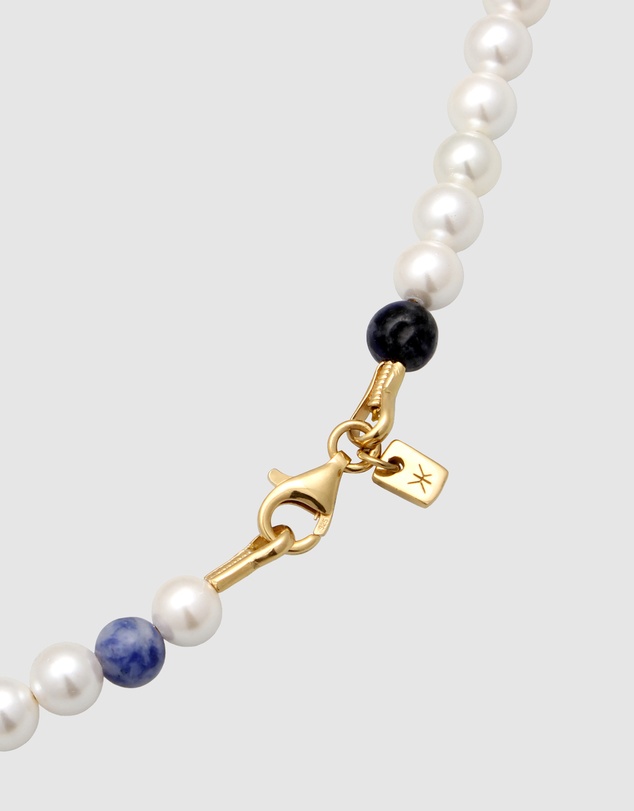 Kuzzoi - ICONIC EXCLUSIVE - Agate and Shell Pearl Necklace with Gold-Plated Silver Elements