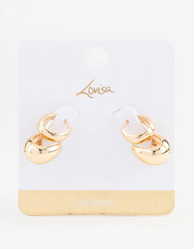 Lovisa - Gold Plated Bubble Huggie Earring Pack