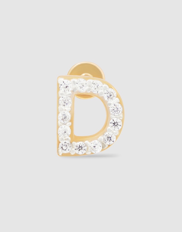 Wanderlust + Co - Alphabet Pave Gold Flat Back Earring - Letter D