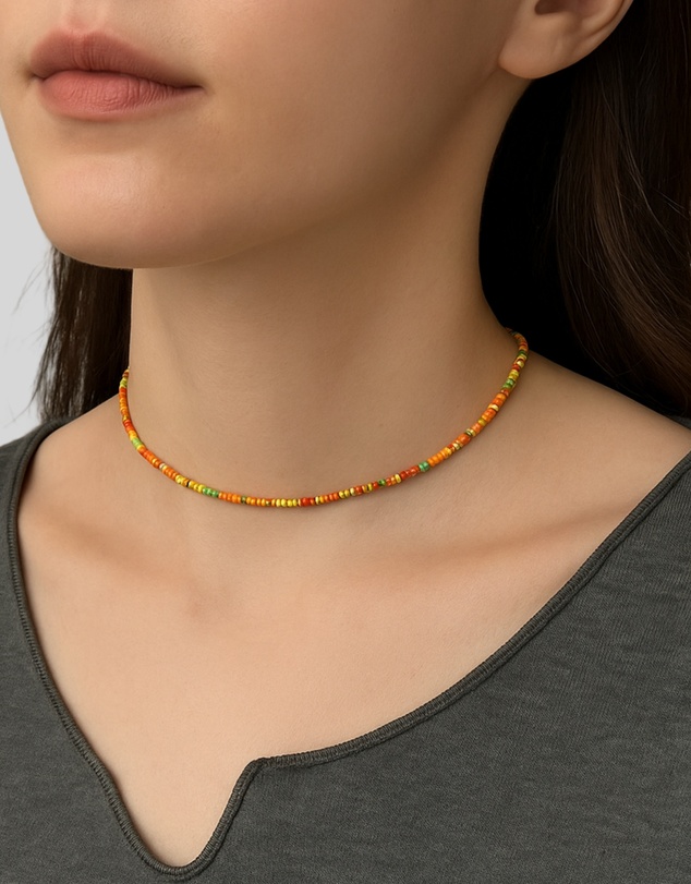 KAJA Clothing - Rainbow Glass Rice Bead Necklace-2pc
