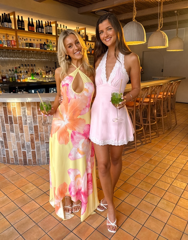 Beginning Boutique - Elowen Yellow Hibiscus Floral Halter Maxi Dress