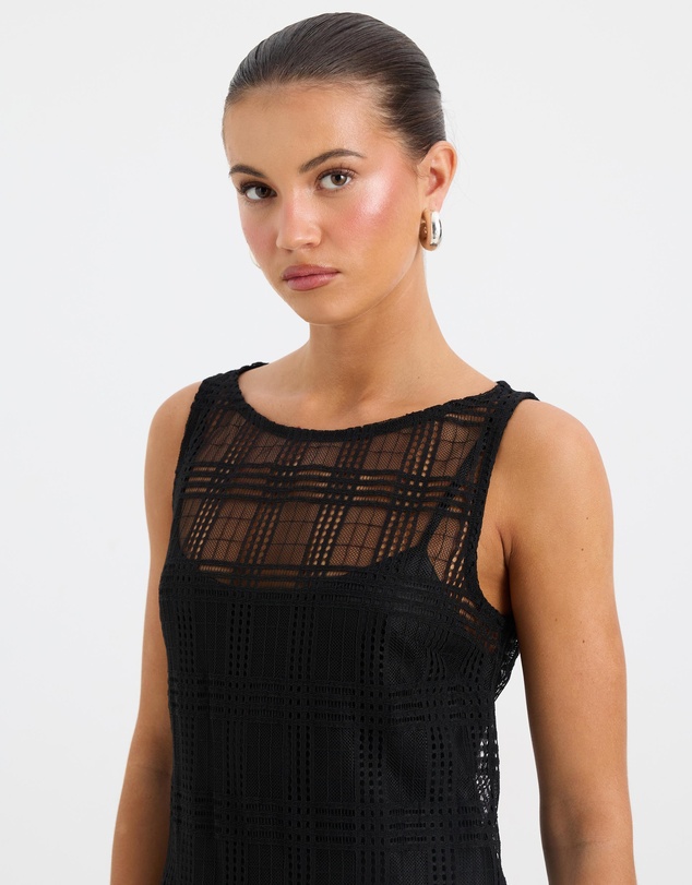 Calli - Selene Sheer Check Midi Dress