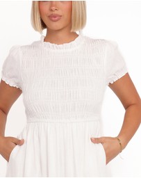 Petal & Pup - Emari Puff Sleeve Mini Dress - White