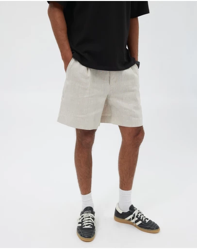 AERE - Seaside Pleated Linen Shorts